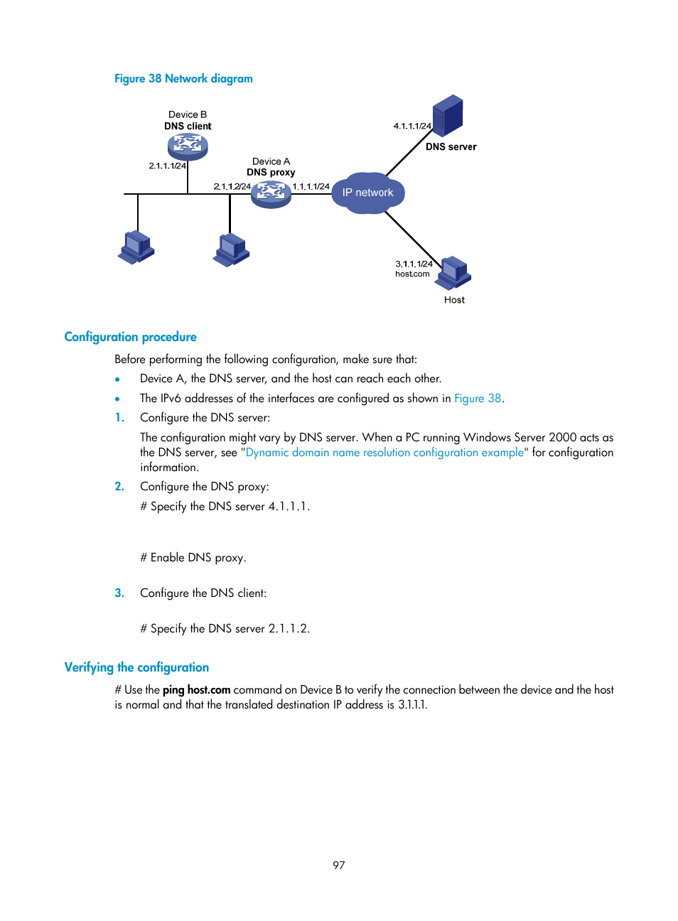 Configuration procedure, Verifying the configuration | H3C Technologies H3C S5560 Series Switches User Manual | Page 112 / 291