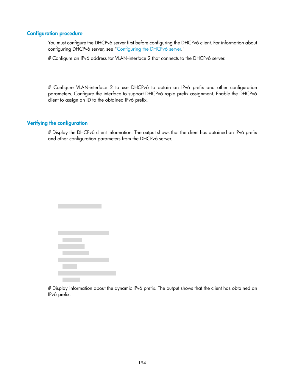 Configuration procedure, Verifying the configuration | H3C Technologies H3C S5560 Series Switches User Manual | Page 209 / 291