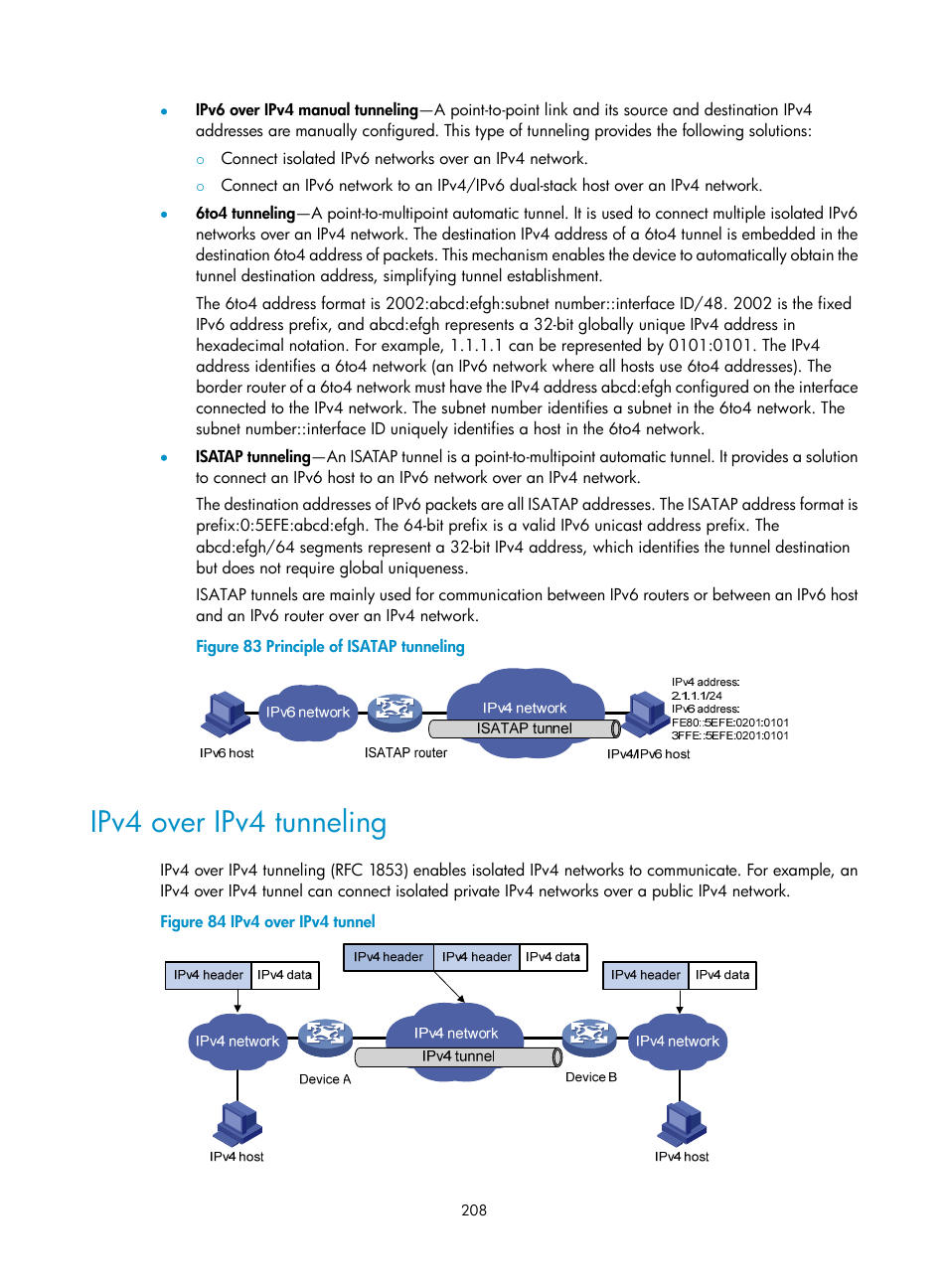 Ipv4 over ipv4 tunneling | H3C Technologies H3C S5560 Series Switches User Manual | Page 223 / 291