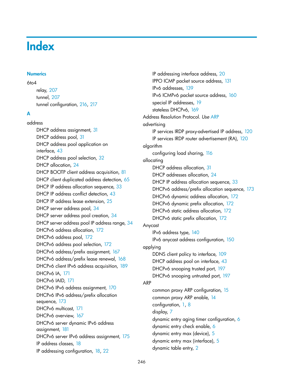 Index | H3C Technologies H3C S5560 Series Switches User Manual | Page 261 / 291