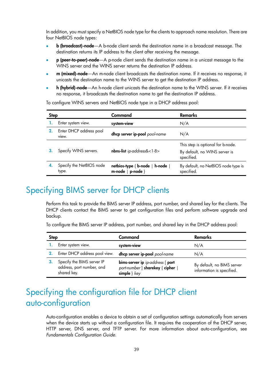 Specifying bims server for dhcp clients | H3C Technologies H3C S5560 Series Switches User Manual | Page 54 / 291