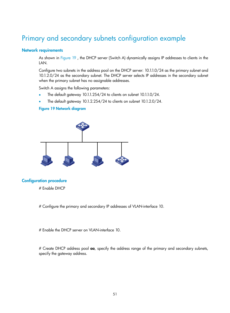 Network requirements, Configuration procedure | H3C Technologies H3C S5560 Series Switches User Manual | Page 66 / 291