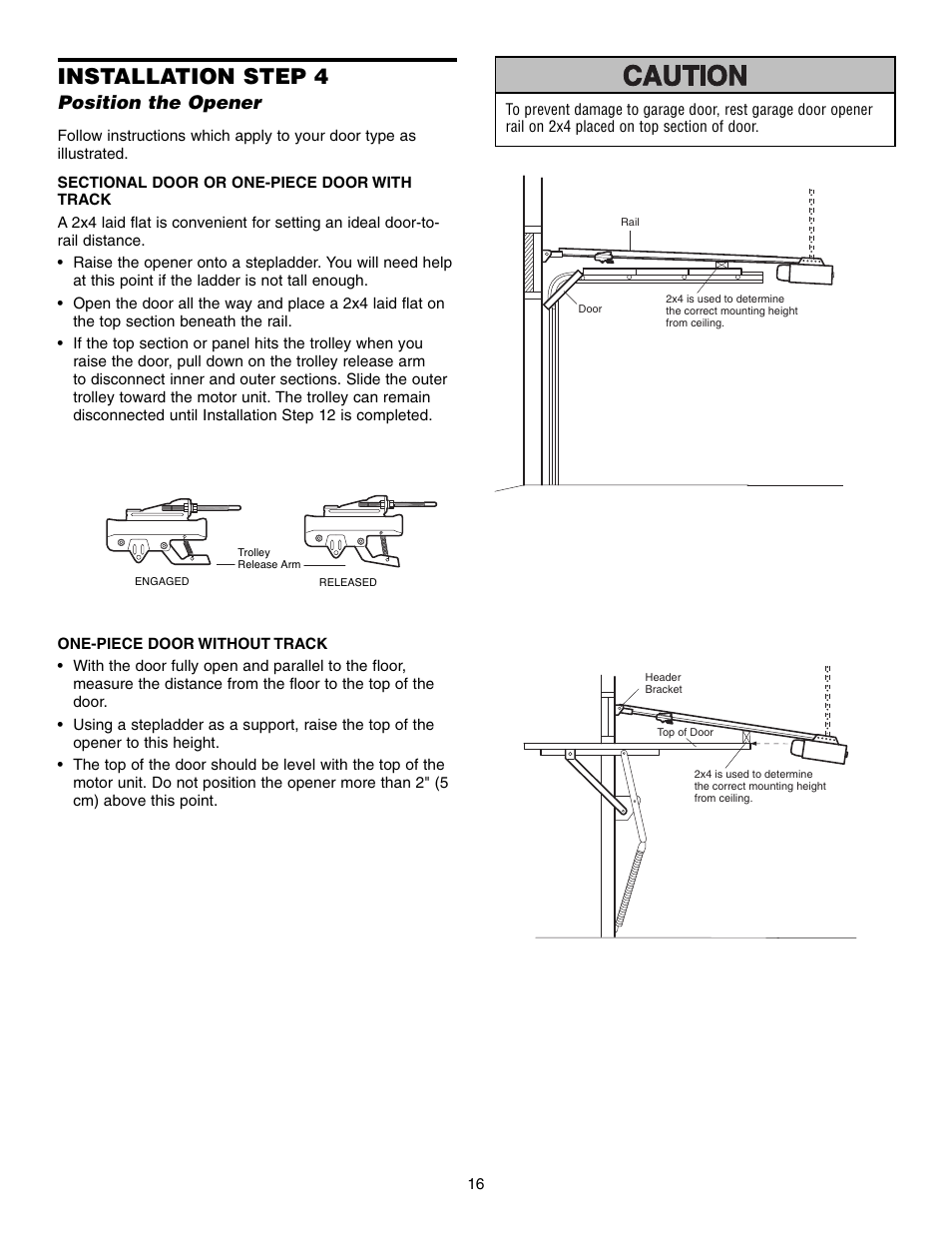Position the opener, Installation step 4 | Chamberlain 1345M User Manual | Page 16 / 40