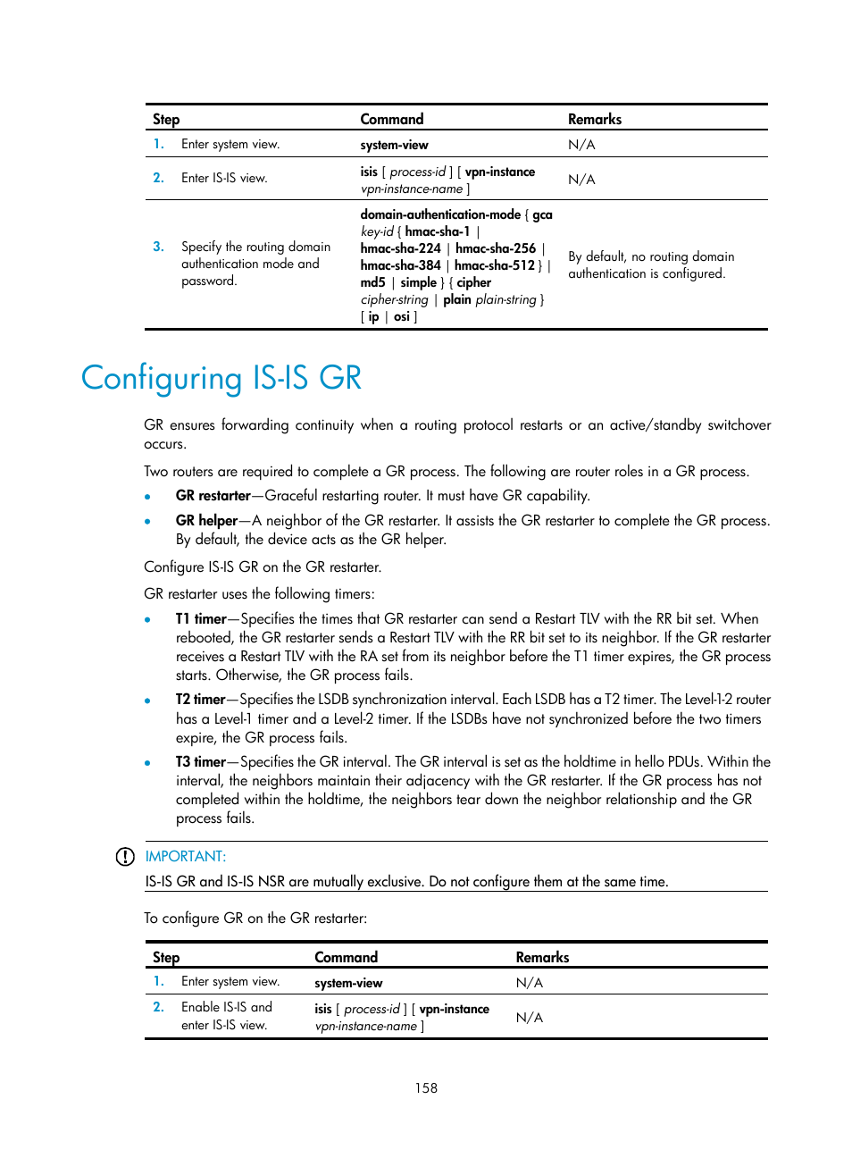 Configuring is-is gr | H3C Technologies H3C S5560 Series Switches User Manual | Page 174 / 510