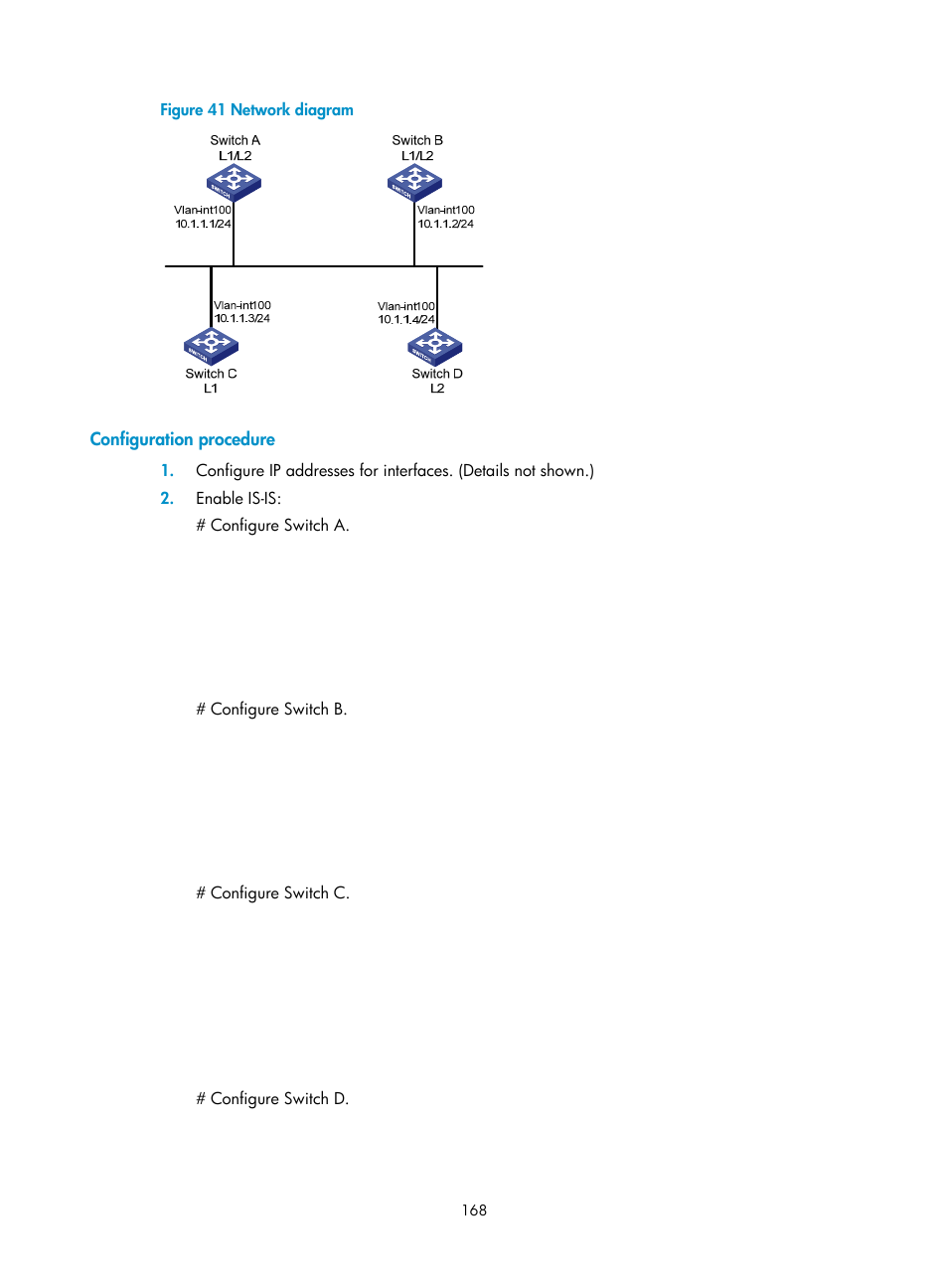 Configuration procedure | H3C Technologies H3C S5560 Series Switches User Manual | Page 184 / 510