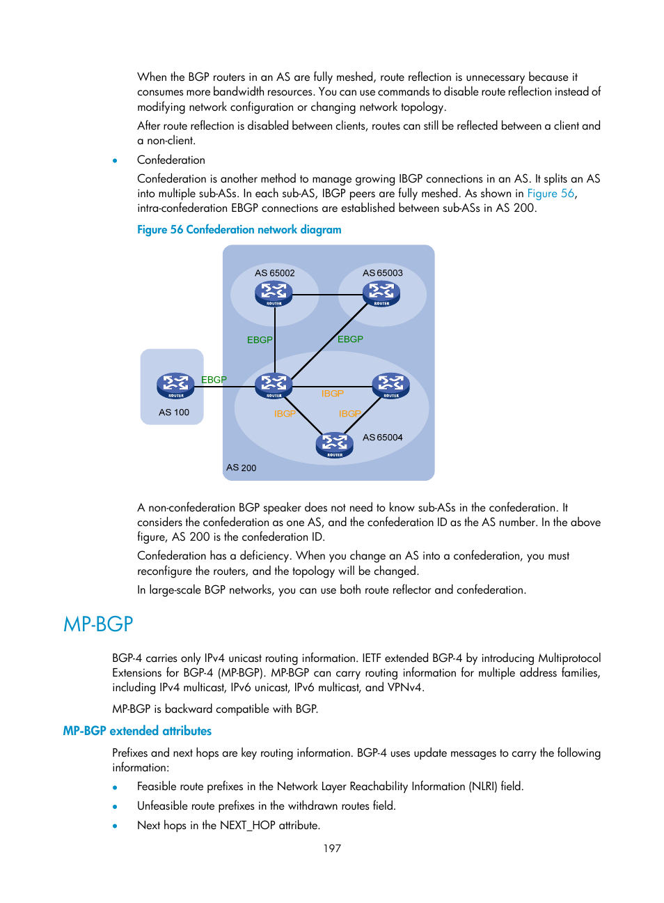 Mp-bgp, Mp-bgp extended attributes | H3C Technologies H3C S5560 Series Switches User Manual | Page 213 / 510