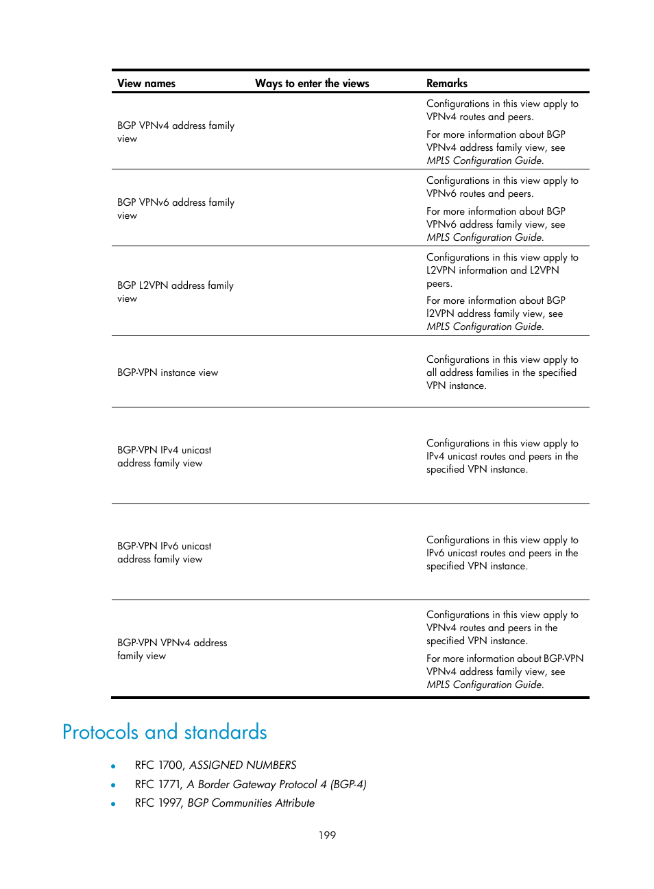 Protocols and standards | H3C Technologies H3C S5560 Series Switches User Manual | Page 215 / 510
