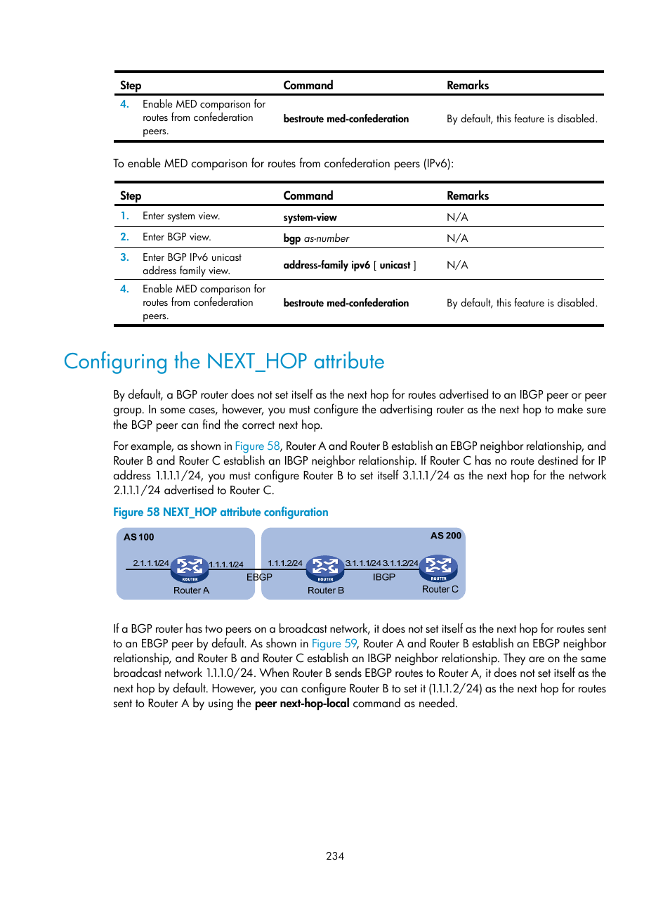 Configuring the next_hop attribute | H3C Technologies H3C S5560 Series Switches User Manual | Page 250 / 510