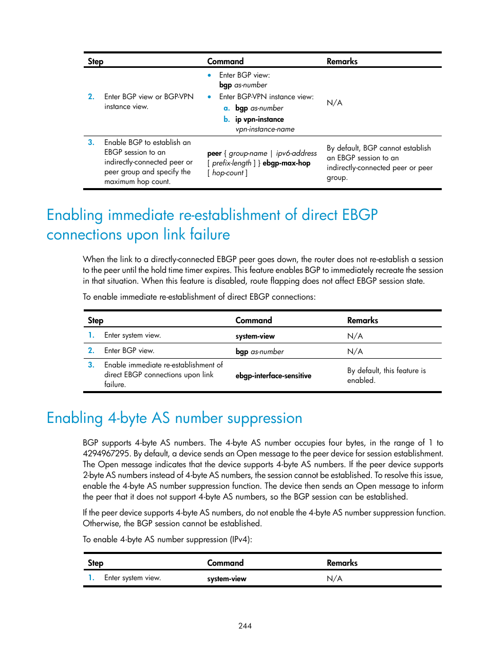 Enabling 4-byte as number suppression | H3C Technologies H3C S5560 Series Switches User Manual | Page 260 / 510