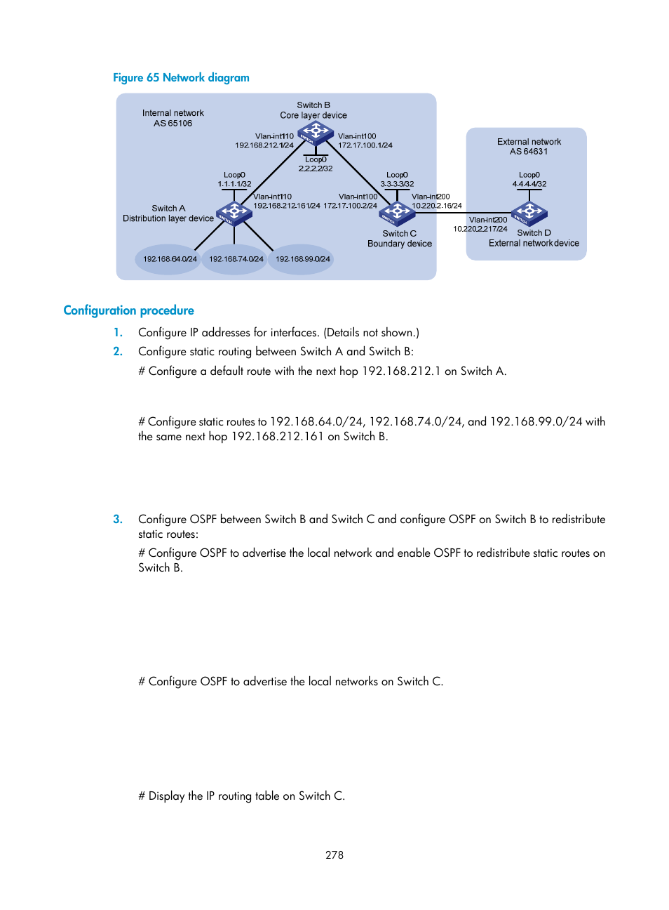 Configuration procedure | H3C Technologies H3C S5560 Series Switches User Manual | Page 294 / 510