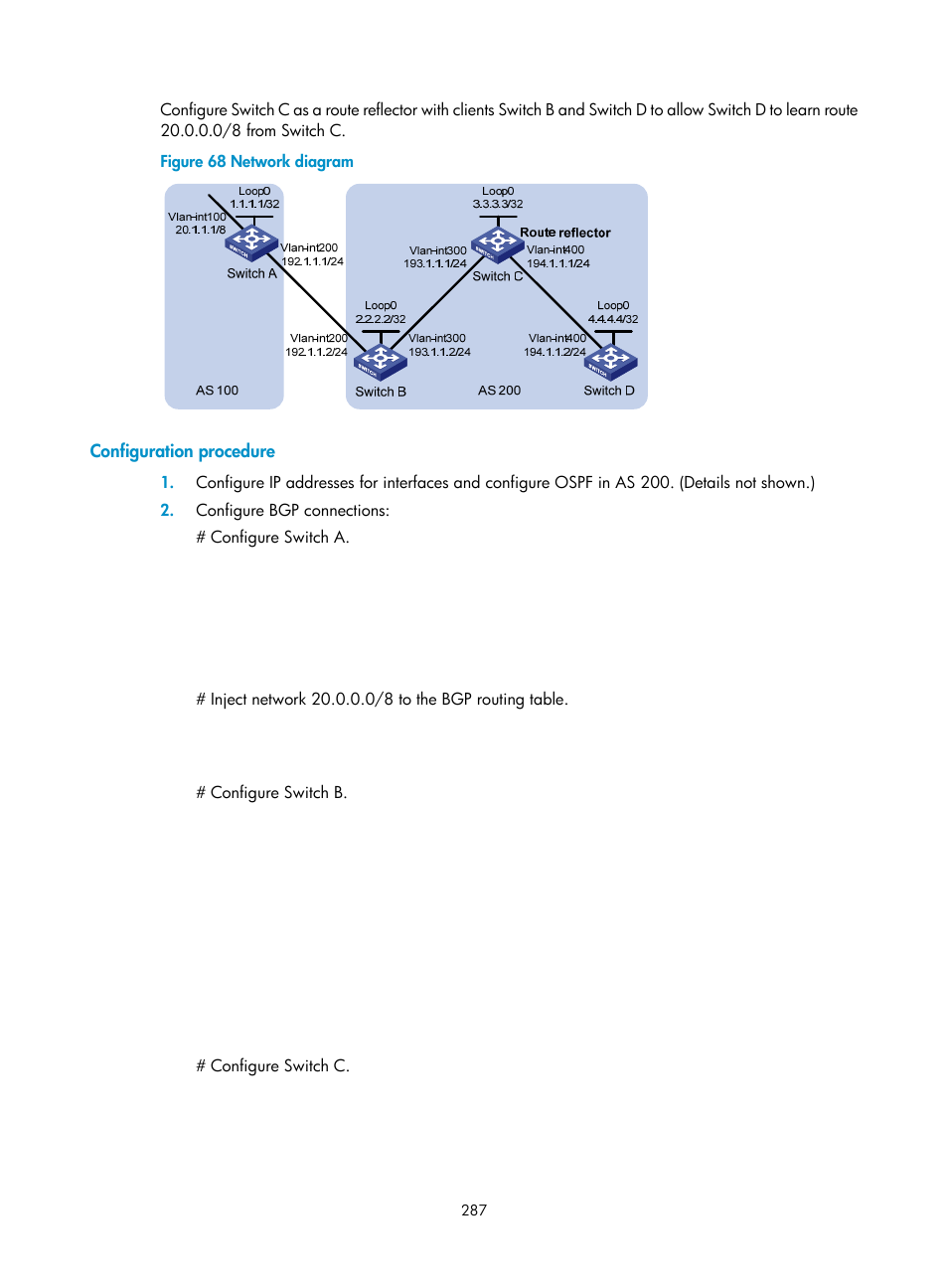 Configuration procedure | H3C Technologies H3C S5560 Series Switches User Manual | Page 303 / 510