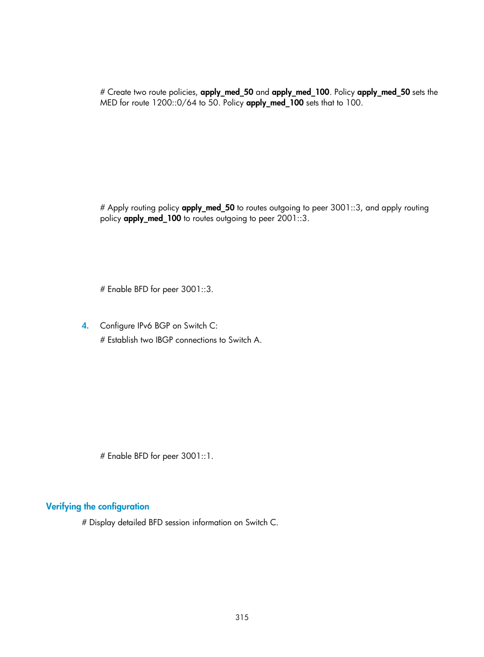 Verifying the configuration | H3C Technologies H3C S5560 Series Switches User Manual | Page 331 / 510