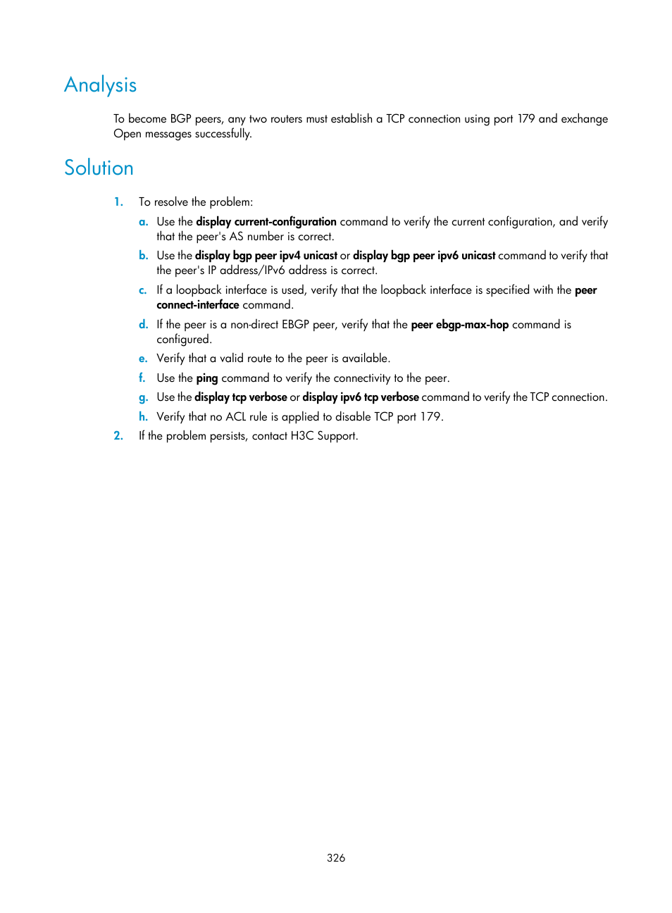 Analysis, Solution | H3C Technologies H3C S5560 Series Switches User Manual | Page 342 / 510