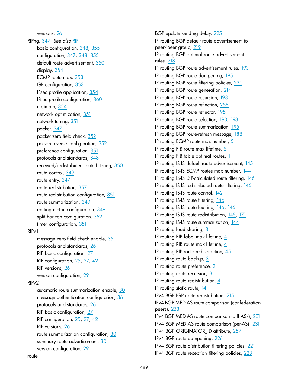 Ripng | H3C Technologies H3C S5560 Series Switches User Manual | Page 505 / 510