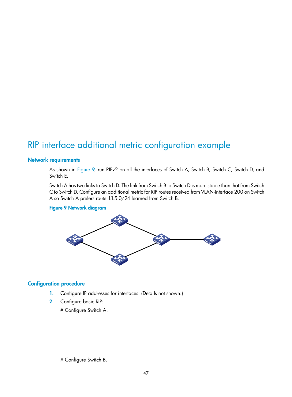 Network requirements, Configuration procedure | H3C Technologies H3C S5560 Series Switches User Manual | Page 63 / 510