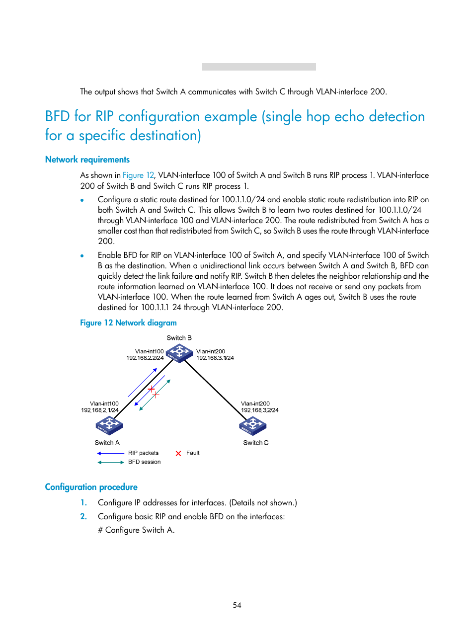 Network requirements, Configuration procedure | H3C Technologies H3C S5560 Series Switches User Manual | Page 70 / 510