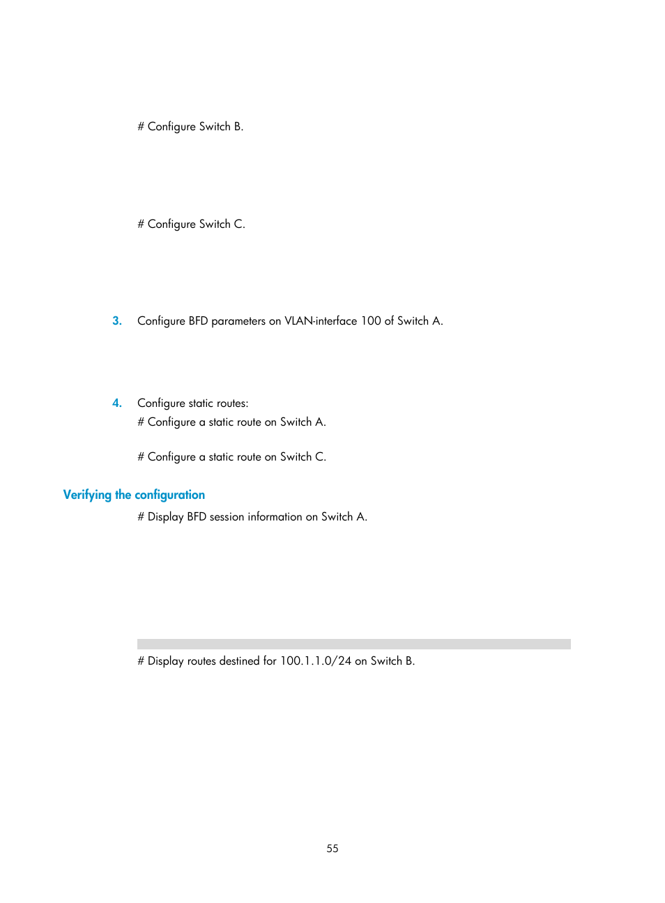 Verifying the configuration | H3C Technologies H3C S5560 Series Switches User Manual | Page 71 / 510