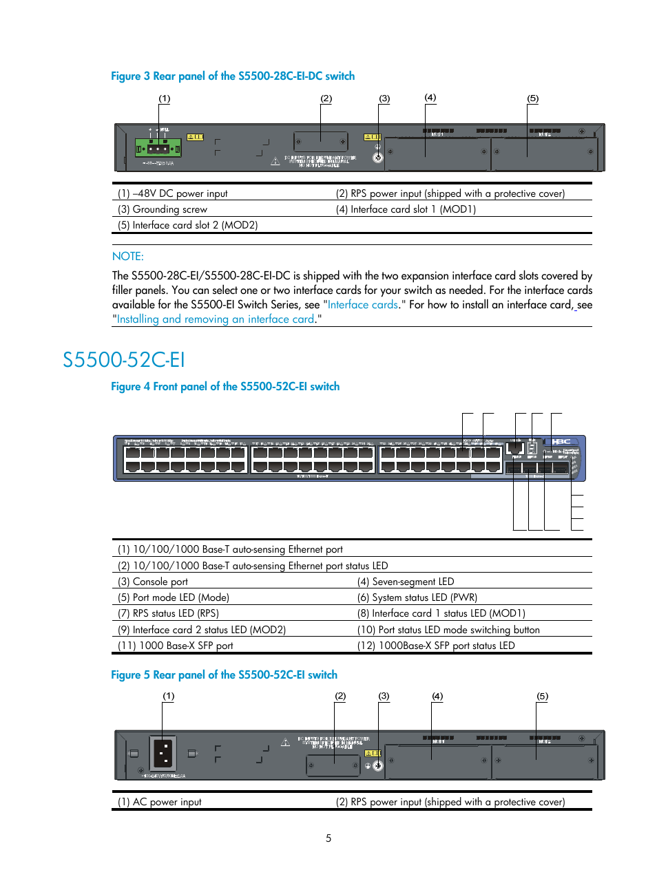 S5500-52c-ei | H3C Technologies H3C S5500 Series Switches User Manual | Page 13 / 69