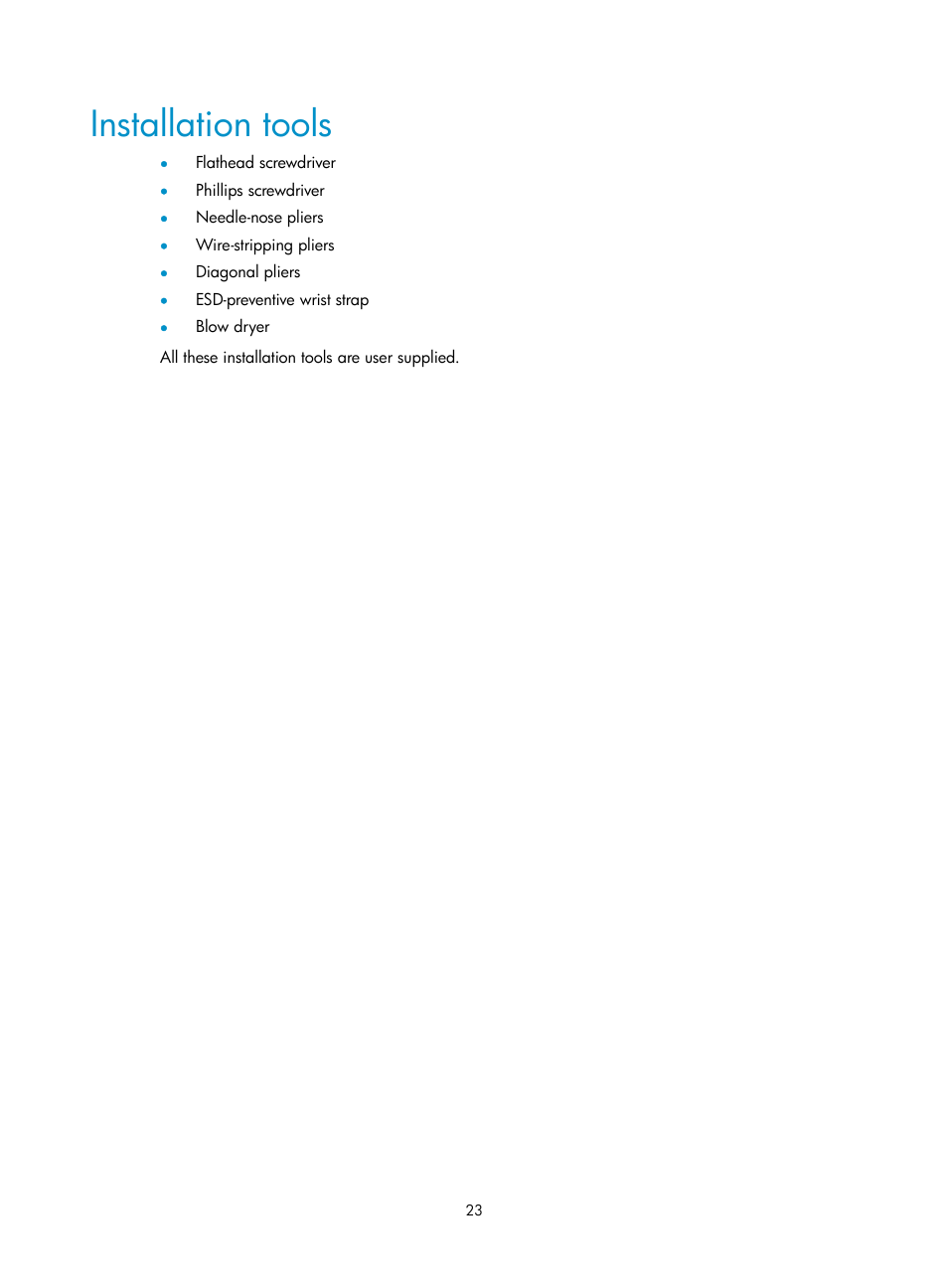 Installation tools | H3C Technologies H3C S5500 Series Switches User Manual | Page 31 / 69