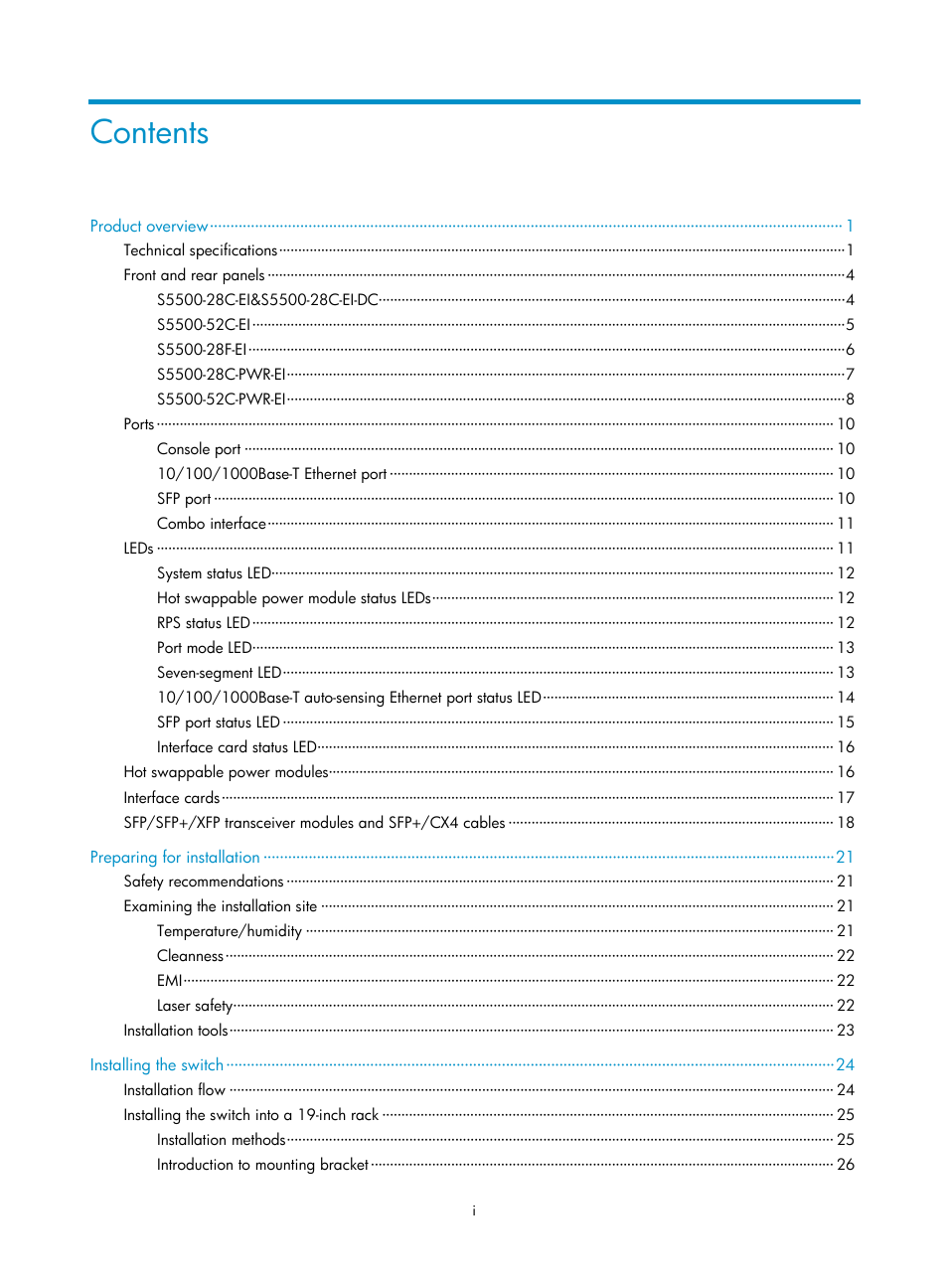 H3C Technologies H3C S5500 Series Switches User Manual | Page 7 / 69