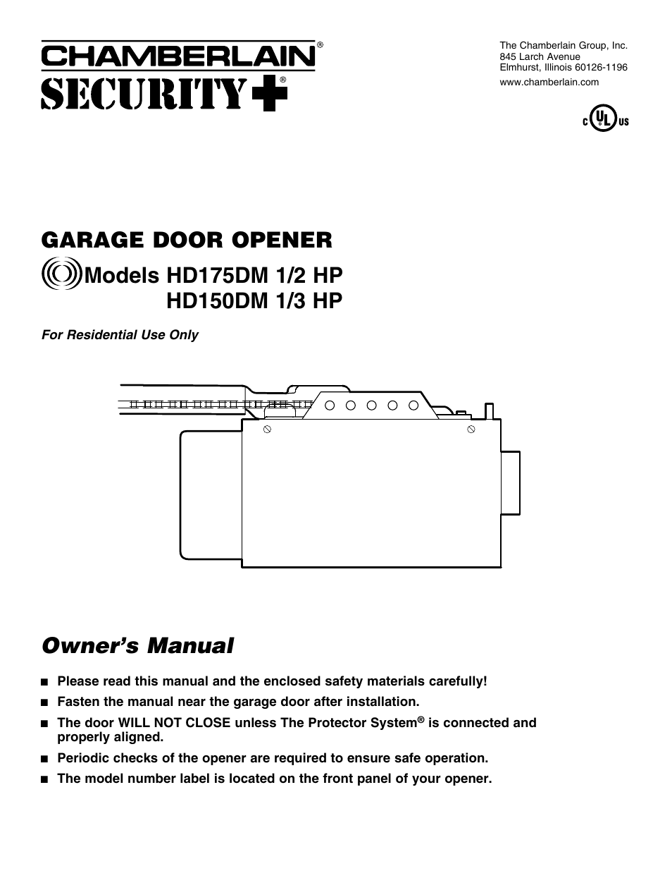 Chamberlain HD150DM 1/3 HP User Manual | 40 pages