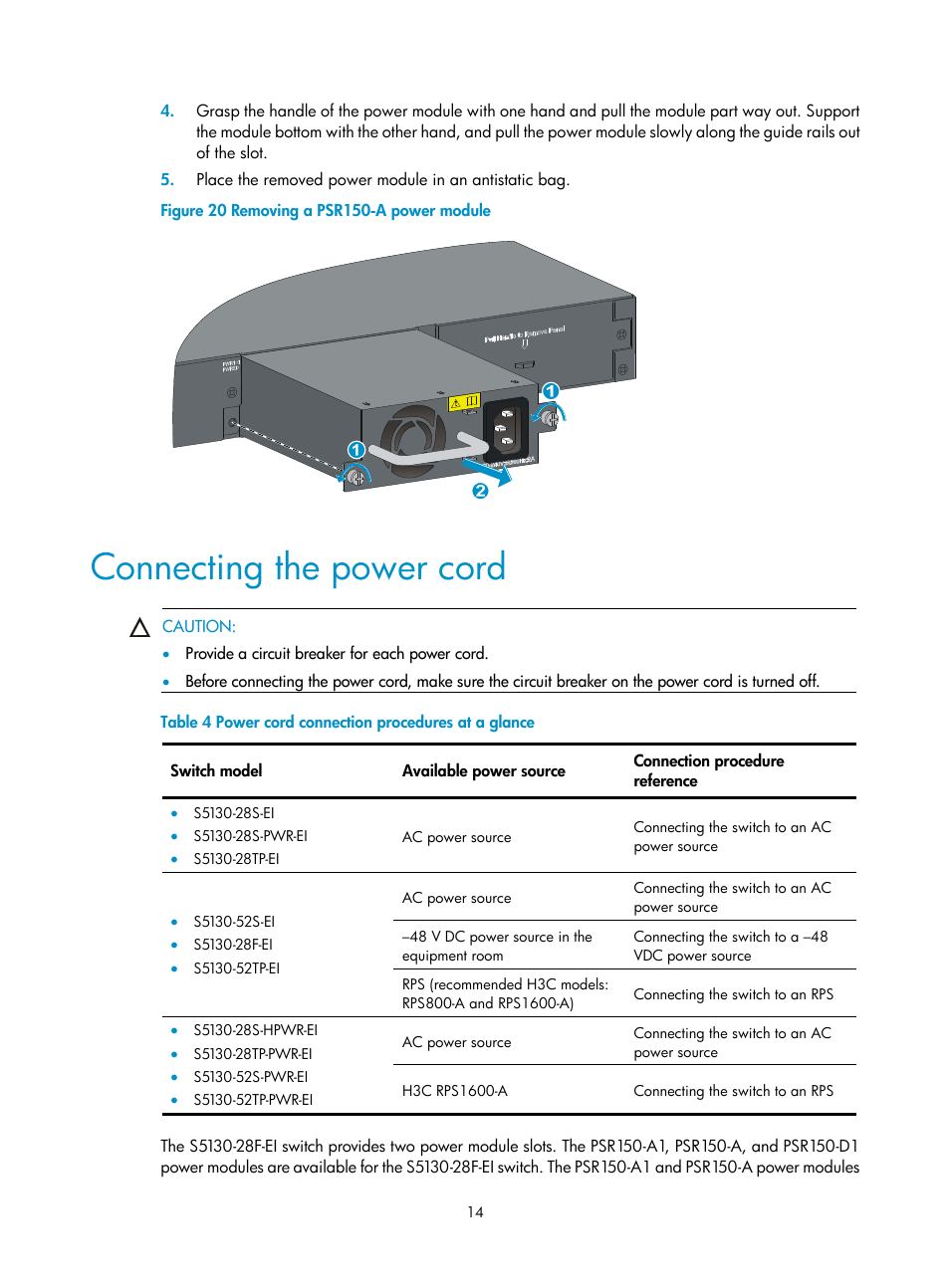 Connecting the power cord | H3C Technologies H3C S5130 Series Switches User Manual | Page 21 / 65