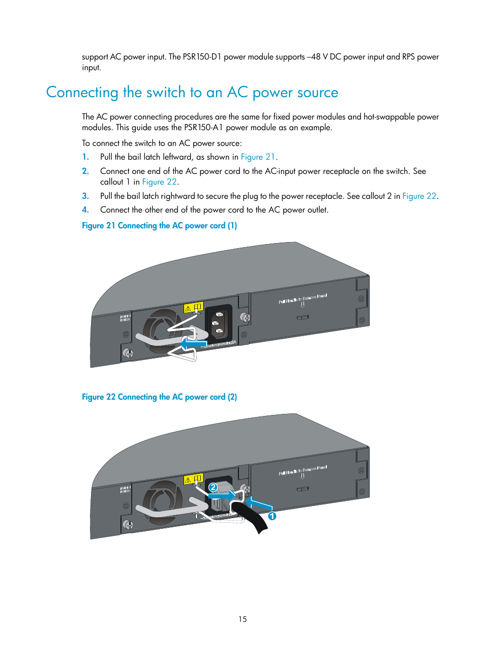 Connecting the switch to an ac power source | H3C Technologies H3C S5130 Series Switches User Manual | Page 22 / 65