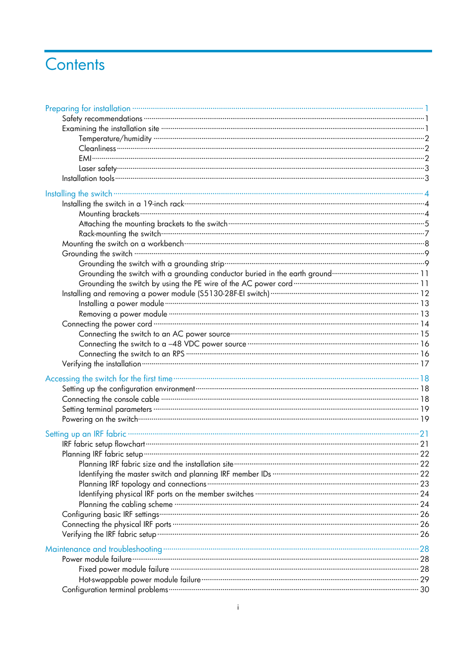 H3C Technologies H3C S5130 Series Switches User Manual | Page 6 / 65
