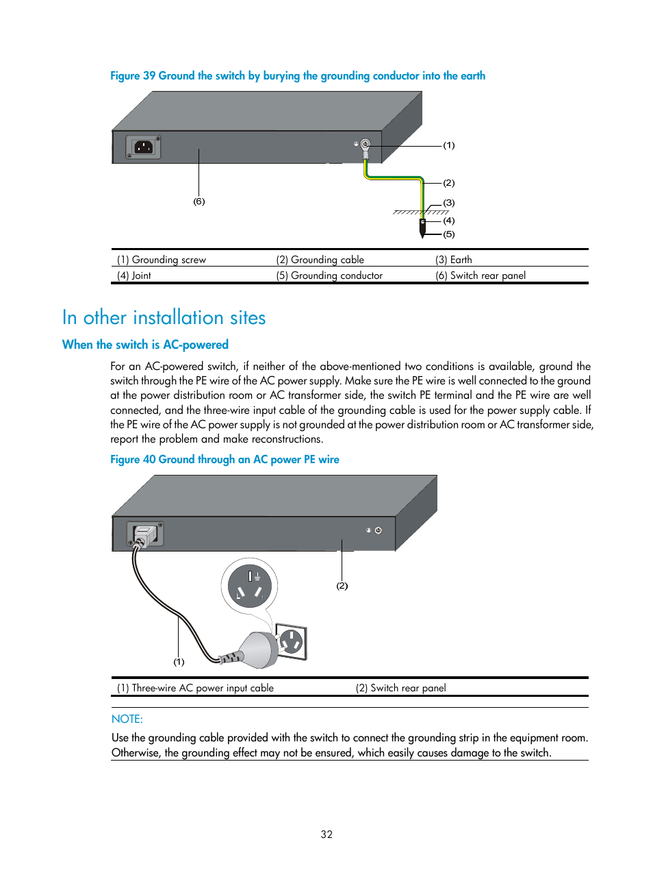 In other installation sites, When the switch is ac-powered | H3C Technologies H3C S5120 Series Switches User Manual | Page 40 / 74