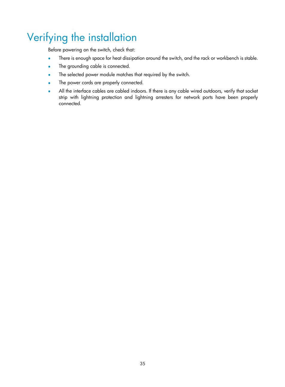 Verifying the installation | H3C Technologies H3C S5120 Series Switches User Manual | Page 43 / 74