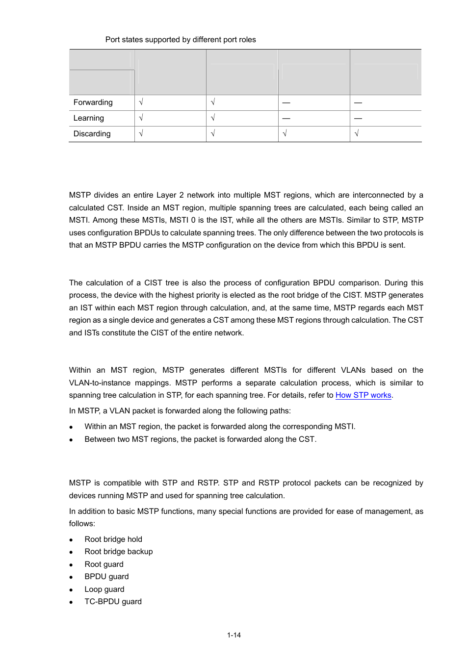 How mstp works, Cist calculation, Msti calculation | Implementation of mstp on devices | H3C Technologies H3C S5120 Series Switches User Manual | Page 179 / 745