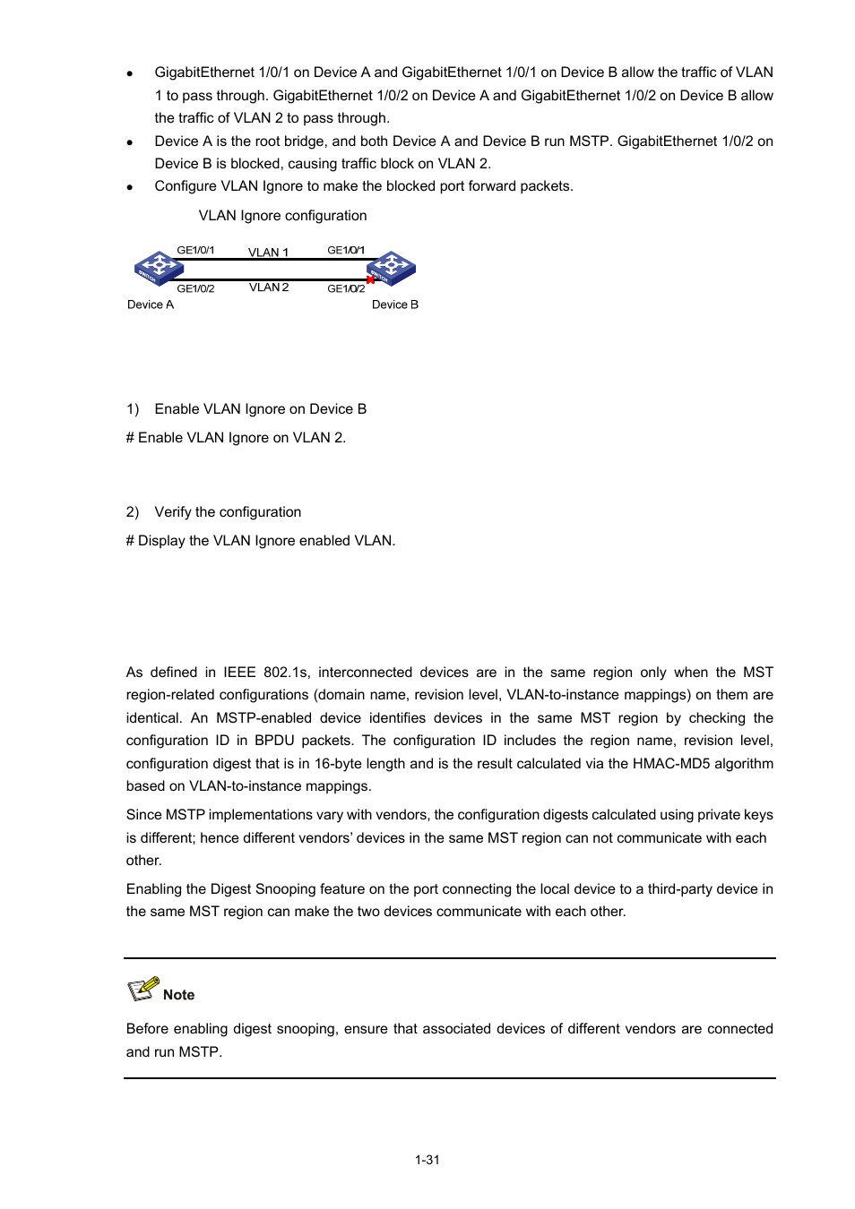 Configuration procedure, Configuring digest snooping | H3C Technologies H3C S5120 Series Switches User Manual | Page 196 / 745