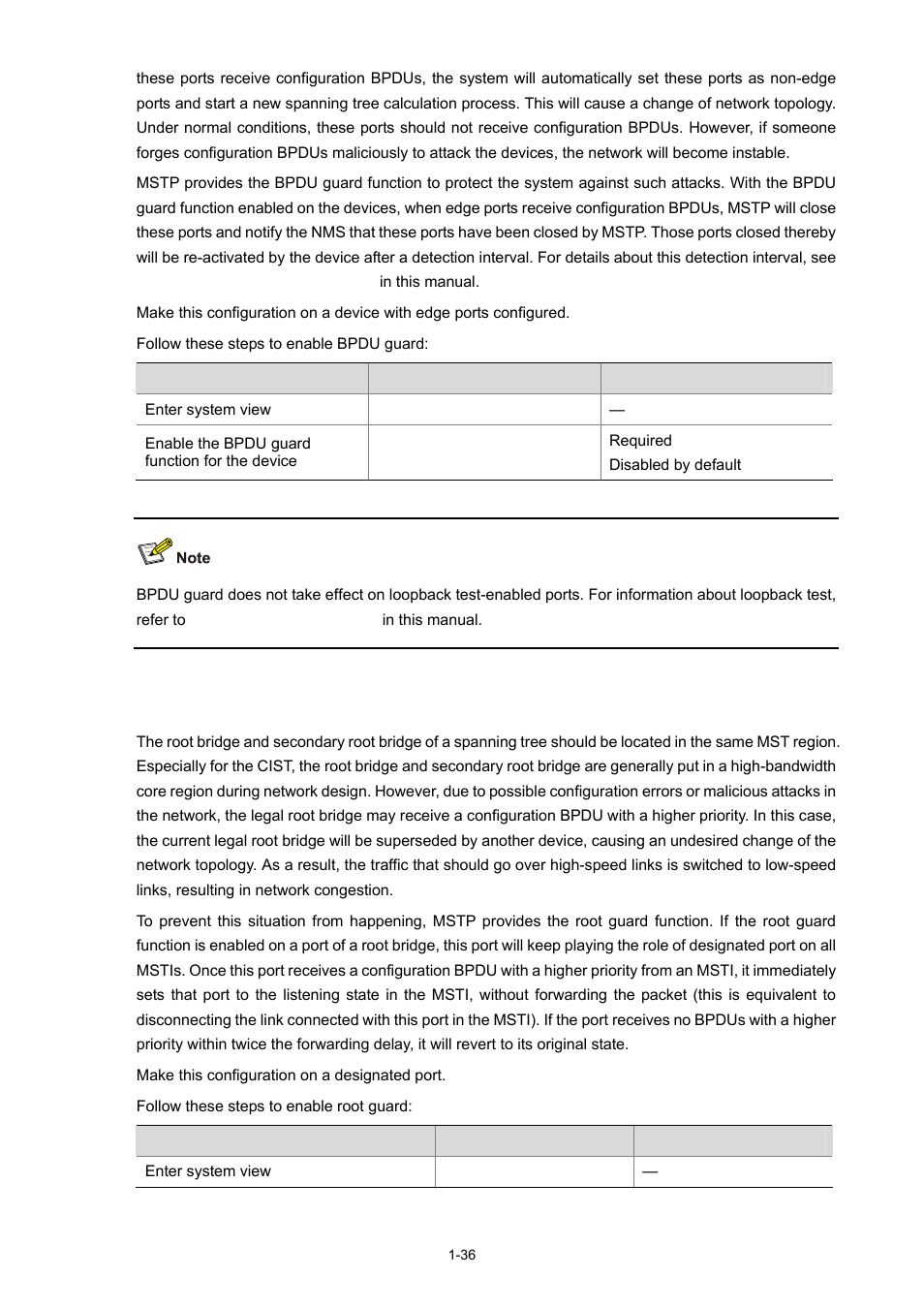 Enabling root guard | H3C Technologies H3C S5120 Series Switches User Manual | Page 201 / 745