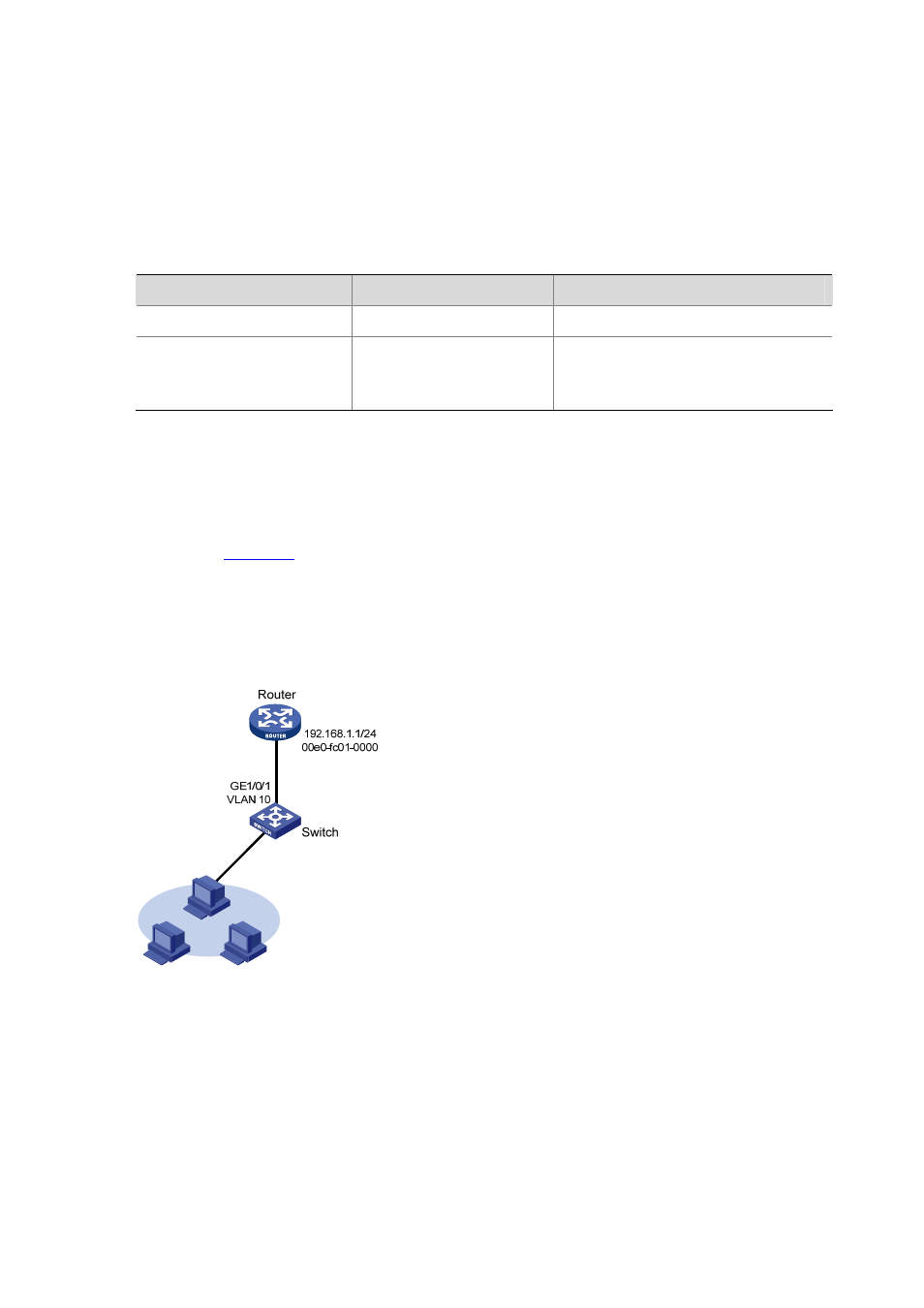 Enabling the arp entry check, Arp configuration example, Network requirements | Configuration procedure | H3C Technologies H3C S5120 Series Switches User Manual | Page 226 / 745