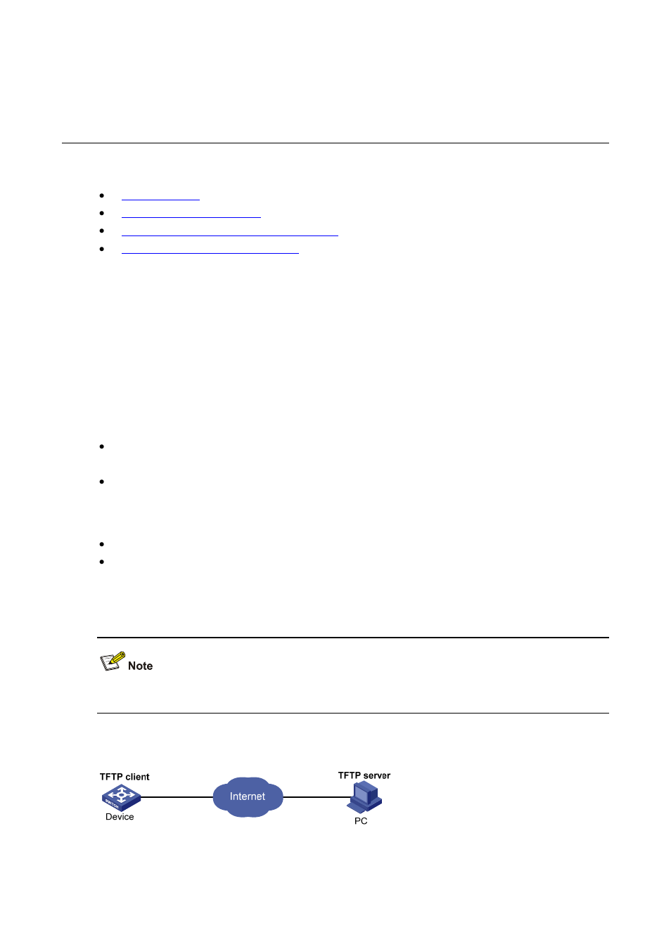 2 tftp configuration, Tftp overview, Introduction to tftp | Operation of tftp, Tftp configuration | H3C Technologies H3C S5120 Series Switches User Manual | Page 278 / 745