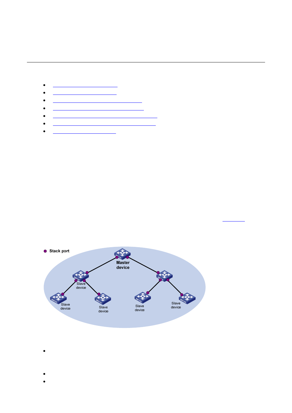 1 stack configuration, Stack configuration overview, Introduction to stack | Stack configuration | H3C Technologies H3C S5120 Series Switches User Manual | Page 707 / 745