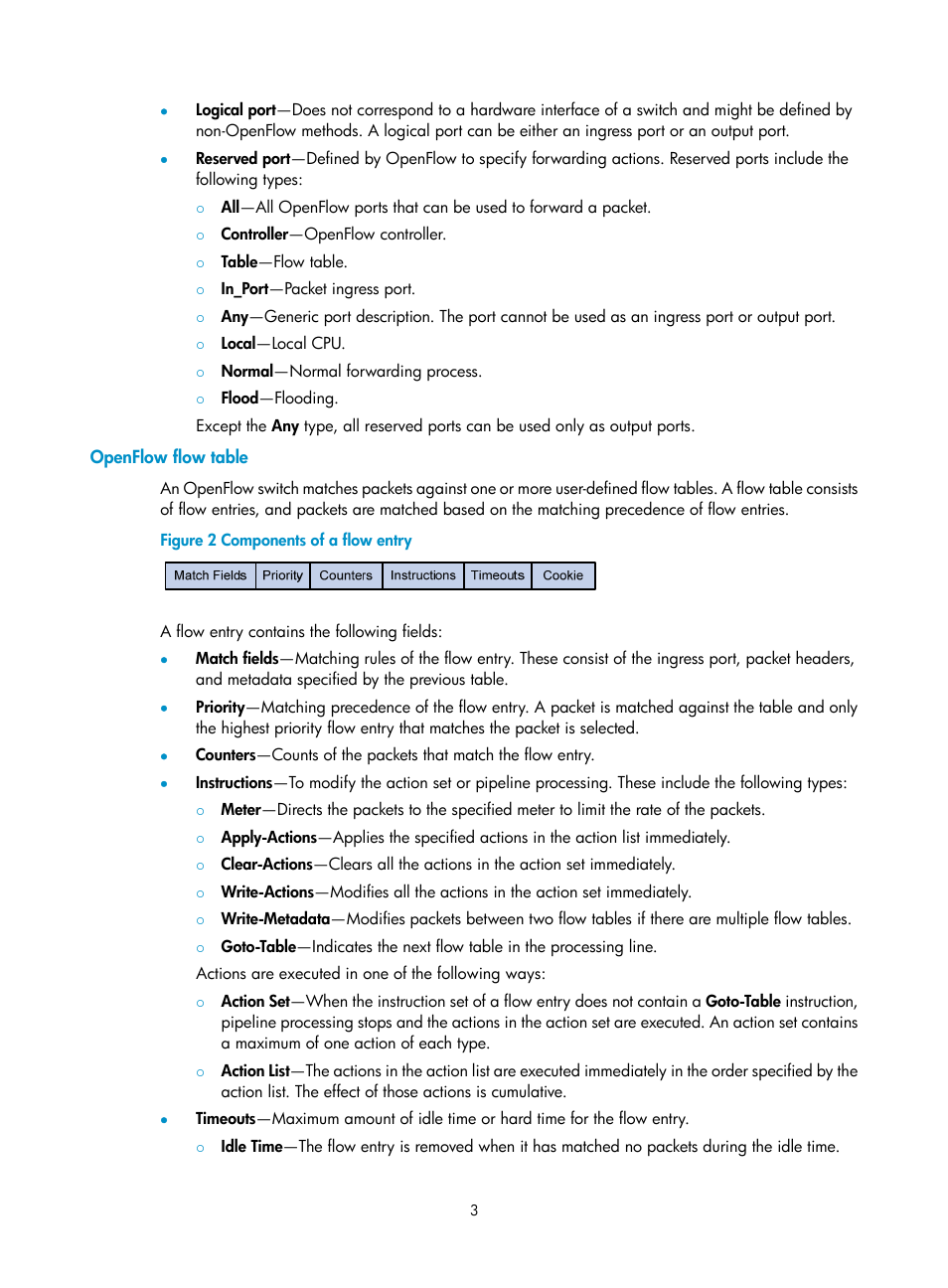 Openflow flow table | H3C Technologies H3C S5120 Series Switches User Manual | Page 9 / 21