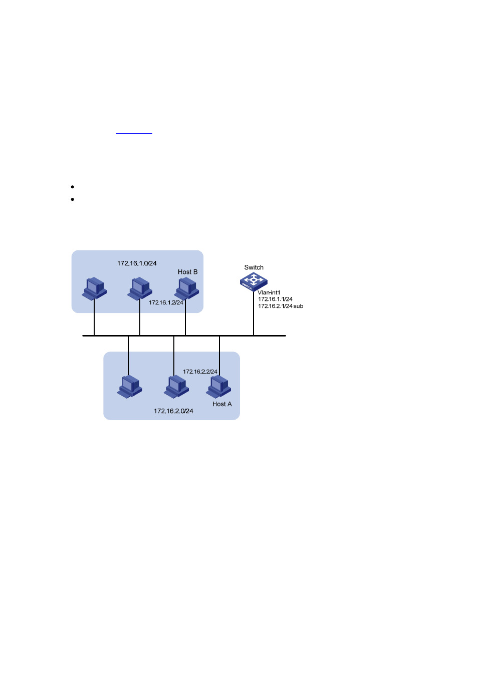 Ip address configuration example ii, Network requirements, Network diagram | Configuration procedure | H3C Technologies H3C S3600 Series Switches User Manual | Page 127 / 1205