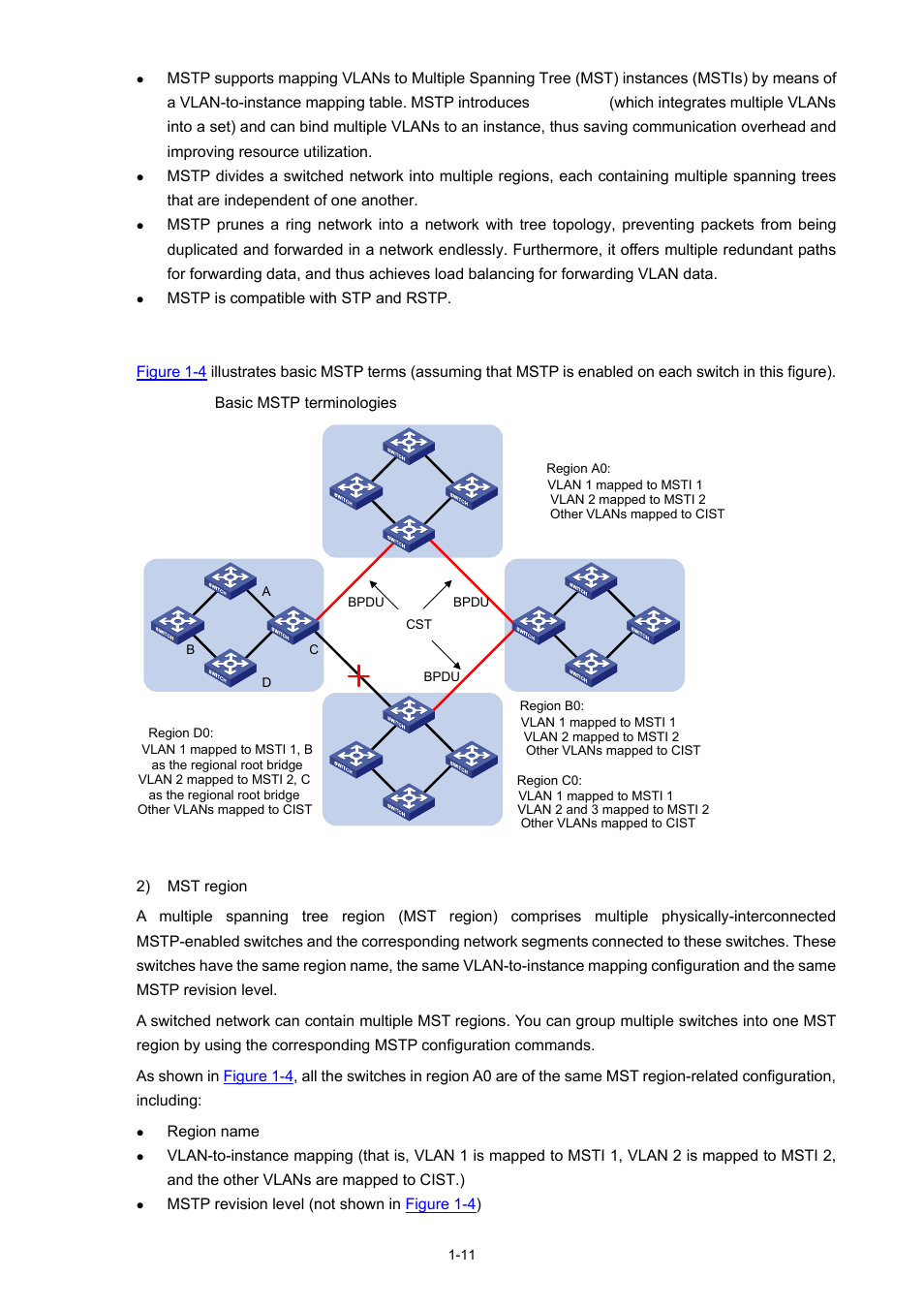 Basic mstp terminology | H3C Technologies H3C S3600 Series Switches User Manual | Page 264 / 1205