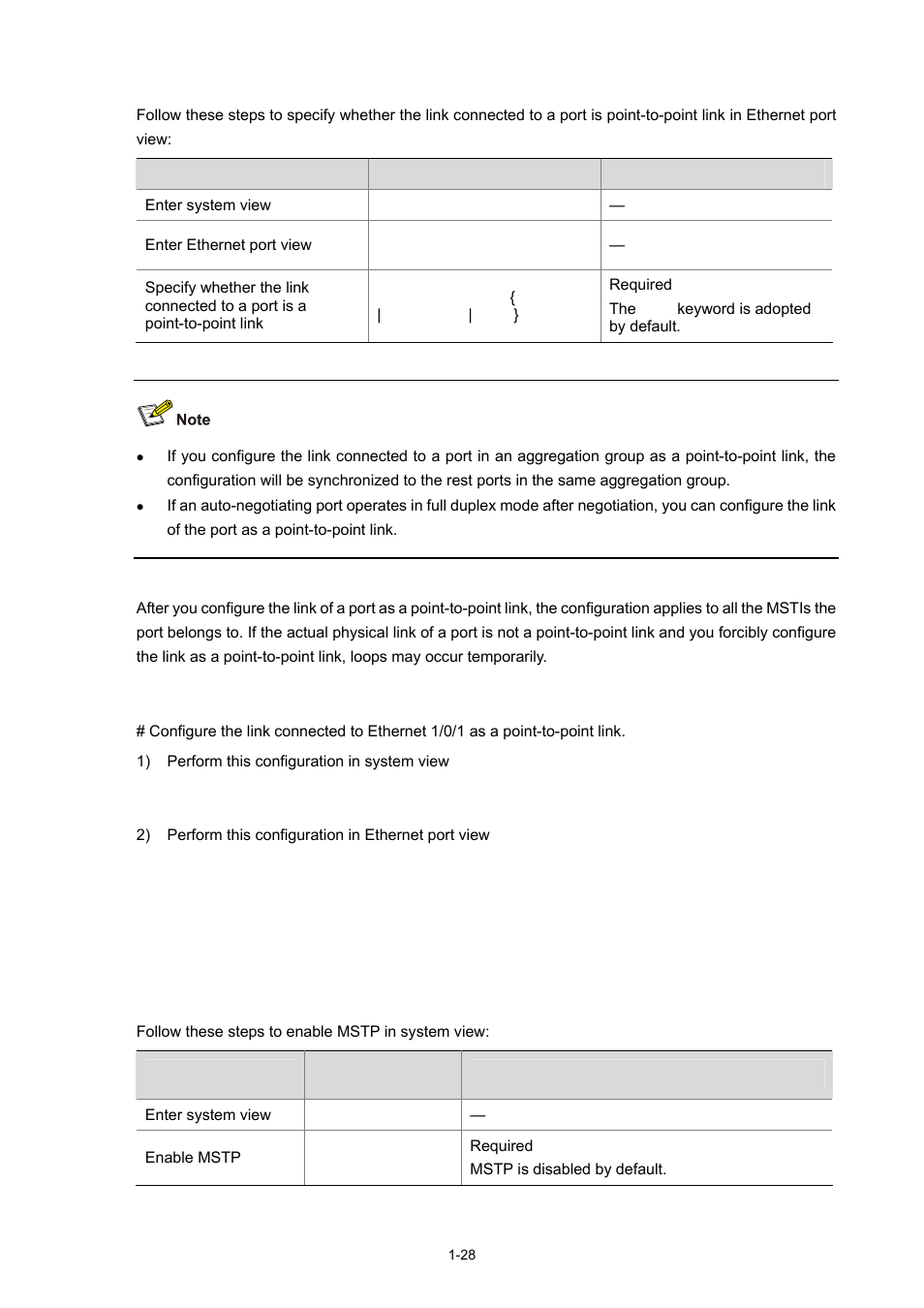 Configuration example, Enabling mstp, Configuration procedure | H3C Technologies H3C S3600 Series Switches User Manual | Page 281 / 1205