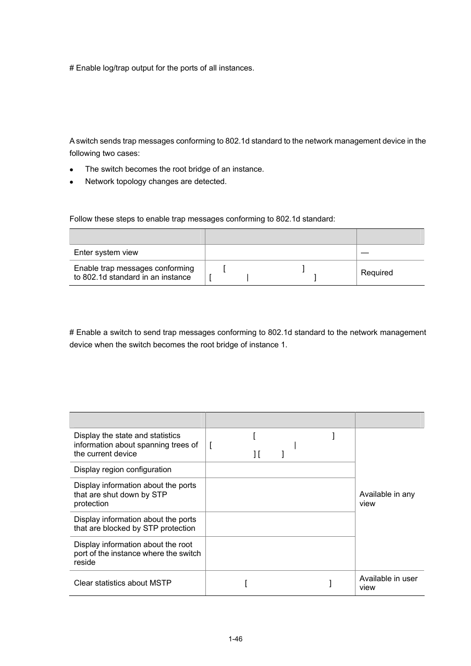 Configuration procedure, Configuration example, Displaying and maintaining mstp | H3C Technologies H3C S3600 Series Switches User Manual | Page 299 / 1205