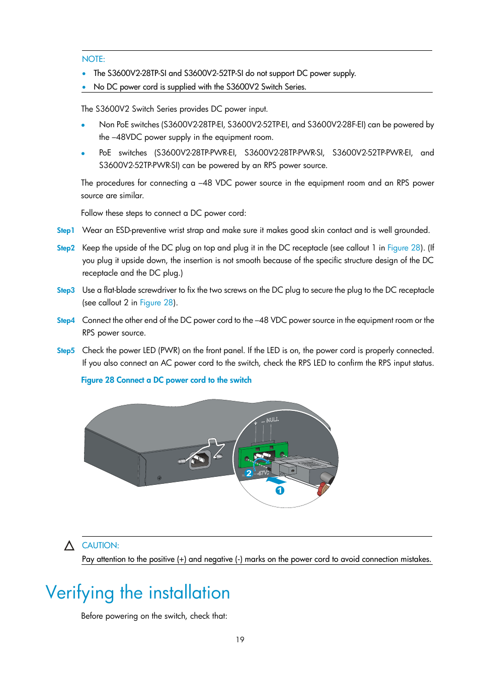 Verifying the installation | H3C Technologies H3C S3600V2 Series Switches User Manual | Page 25 / 58