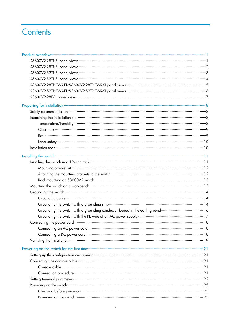 H3C Technologies H3C S3600V2 Series Switches User Manual | Page 5 / 58