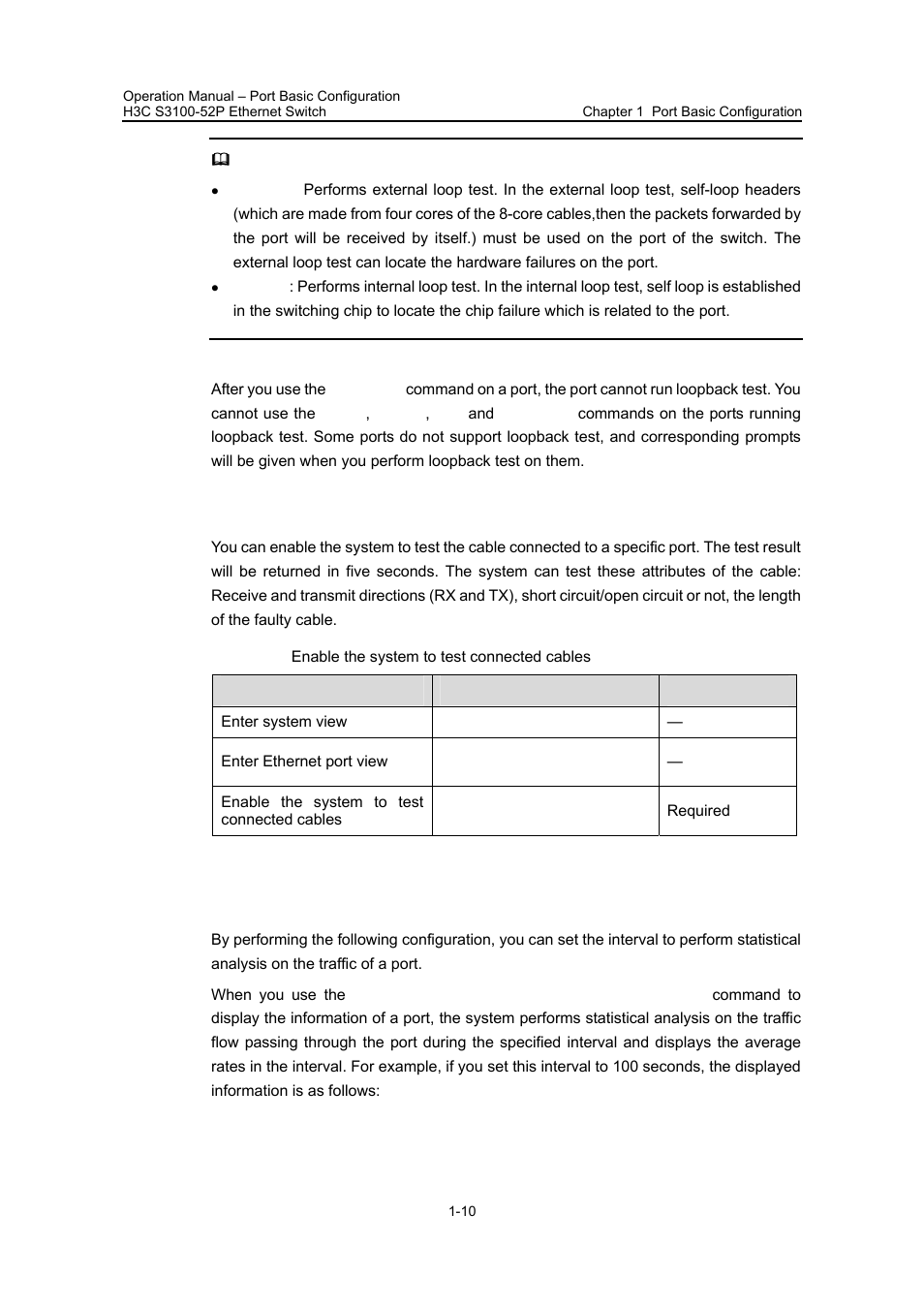 10 enabling the system to test connected cable | H3C Technologies H3C S3100 Series Switches User Manual | Page 132 / 630