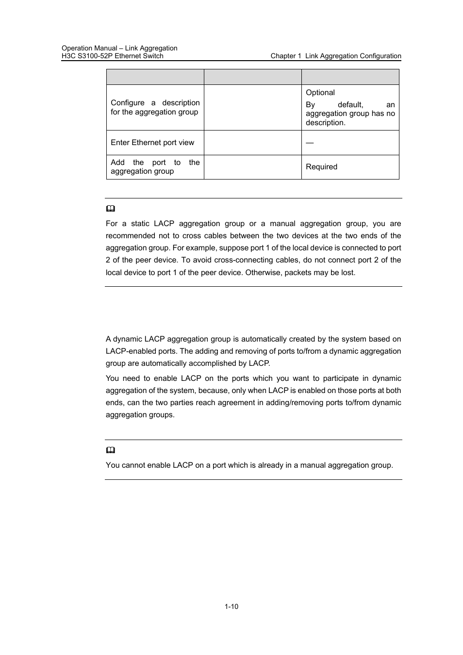 3 configuring a dynamic lacp aggregation group, 3 configuring a dynamic lacp aggregation group -10 | H3C Technologies H3C S3100 Series Switches User Manual | Page 146 / 630