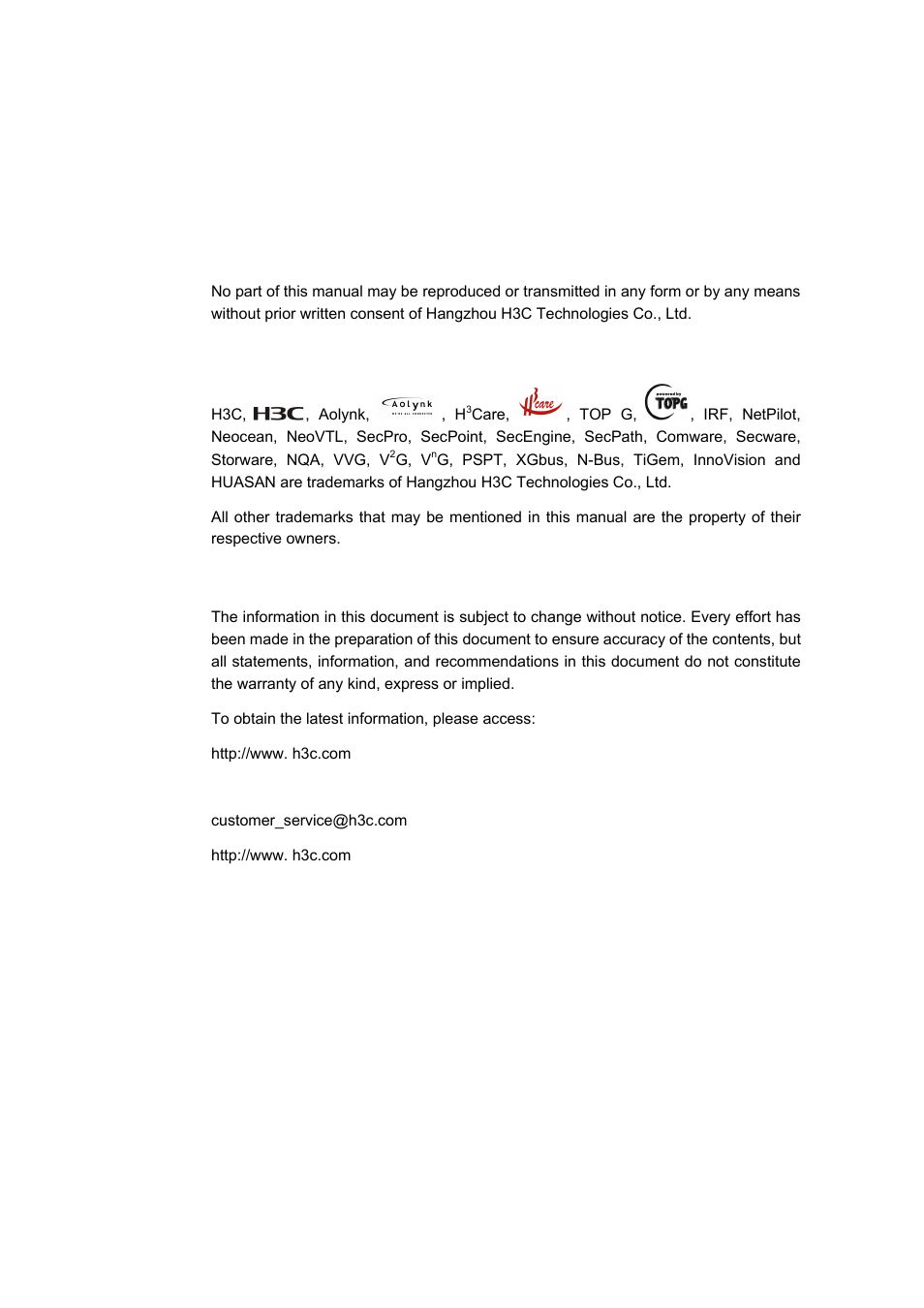 H3C Technologies H3C S3100 Series Switches User Manual | Page 2 / 630