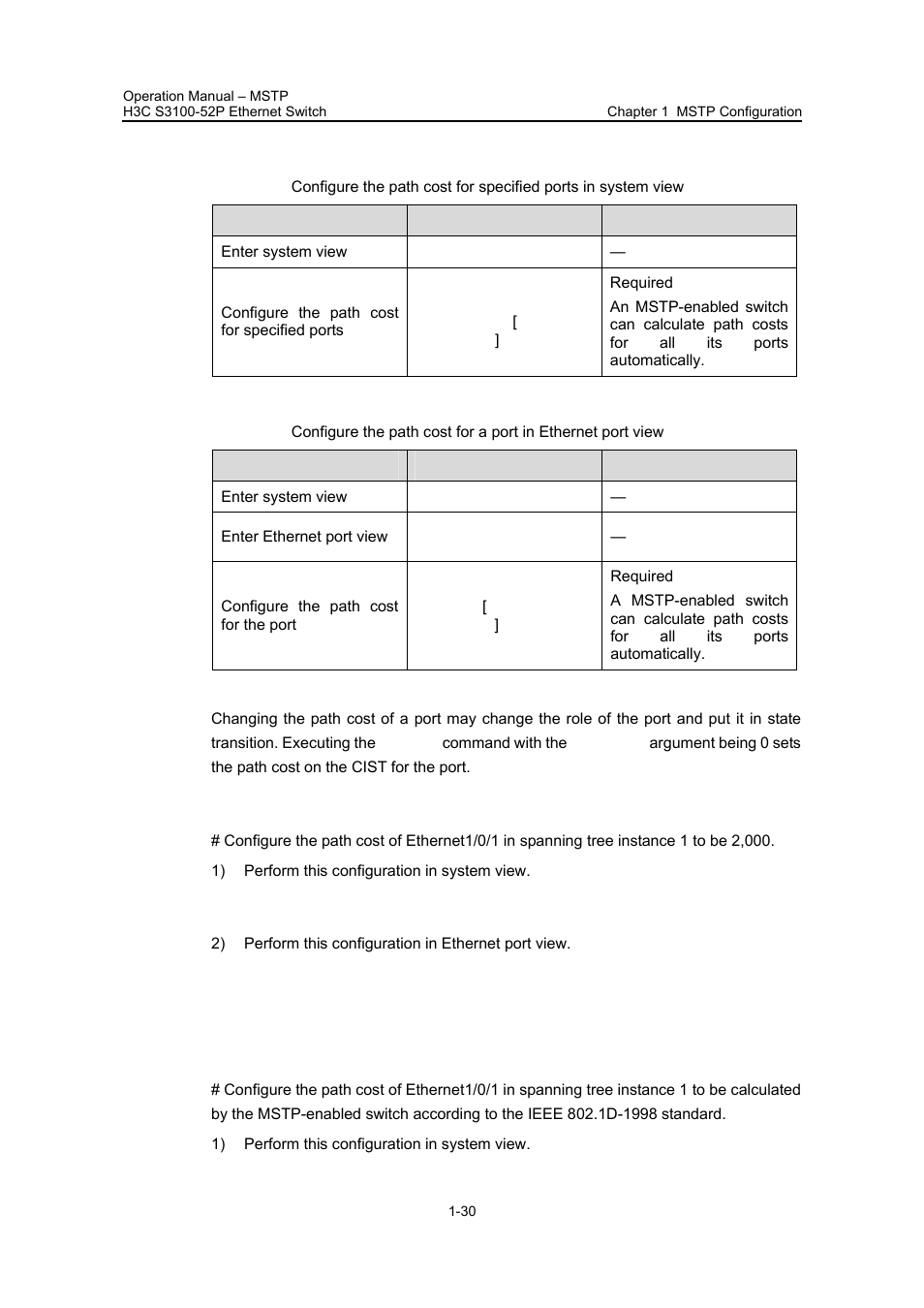 Ii. configure the path costs of ports, Iii. configuration example (a), Iv. configuration example (b) | H3C Technologies H3C S3100 Series Switches User Manual | Page 205 / 630