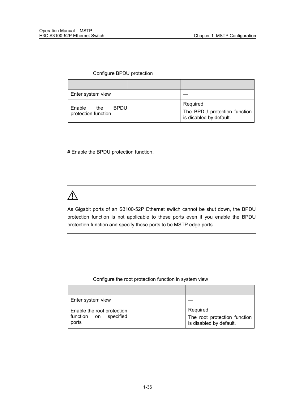 3 configuring bpdu protection, I. configuration procedure, Ii. configuration example | 4 configuring root protection | H3C Technologies H3C S3100 Series Switches User Manual | Page 211 / 630