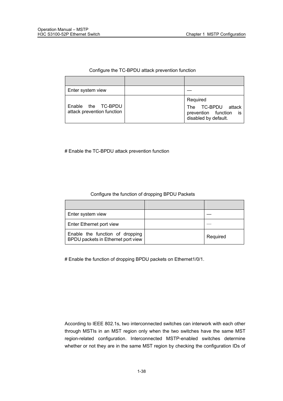 6 configuring tc-bpdu attack prevention, I. configuration procedure, Ii. configuration example | 6 configuring digest snooping, 1 introduction, 6 configuring digest snooping -38, 1 introduction -38 | H3C Technologies H3C S3100 Series Switches User Manual | Page 213 / 630