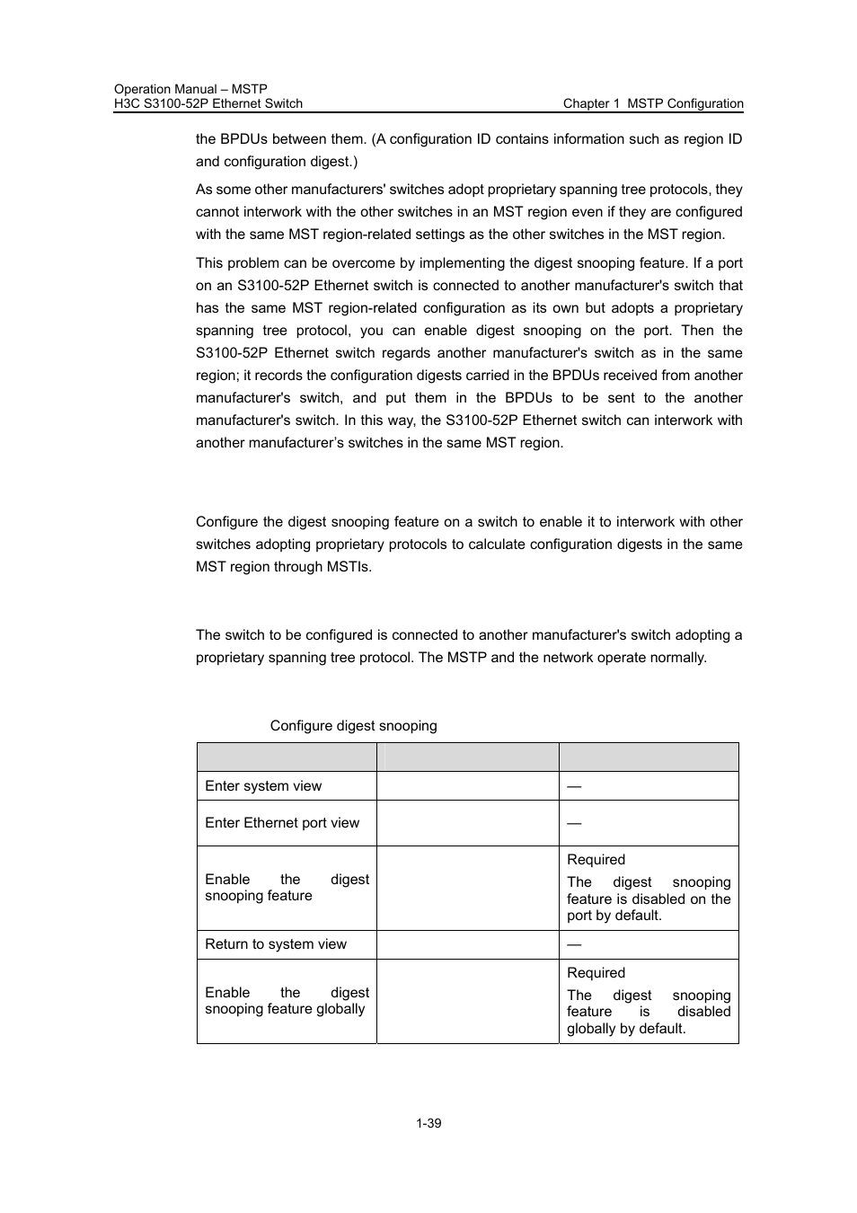 2 configuring digest snooping, I. configuration prerequisites, Ii. configuration procedure | 2 configuring digest snooping -39 | H3C Technologies H3C S3100 Series Switches User Manual | Page 214 / 630